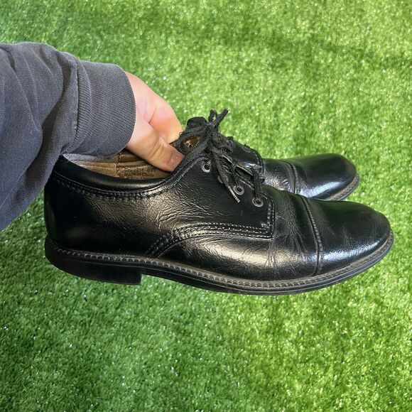 Dockers Men's Gordon Black Leather Cap Toe Oxford Lace Up Dress Shoes Size 8W - Picture 1 of 6